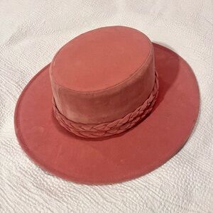 Chic Rose Flat Wide Brim Hat with Braided Detail
